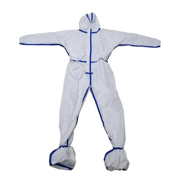 White Ppe Disposable Protective Coverall Full Body For Safety Protective