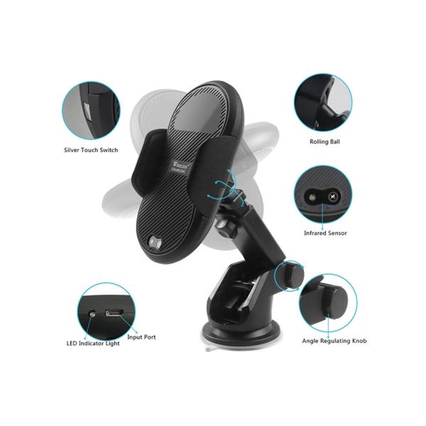 Handlebar Mounted Car Wireless Charger Blue Black ABS PC AC 5V/2A Weight 220g