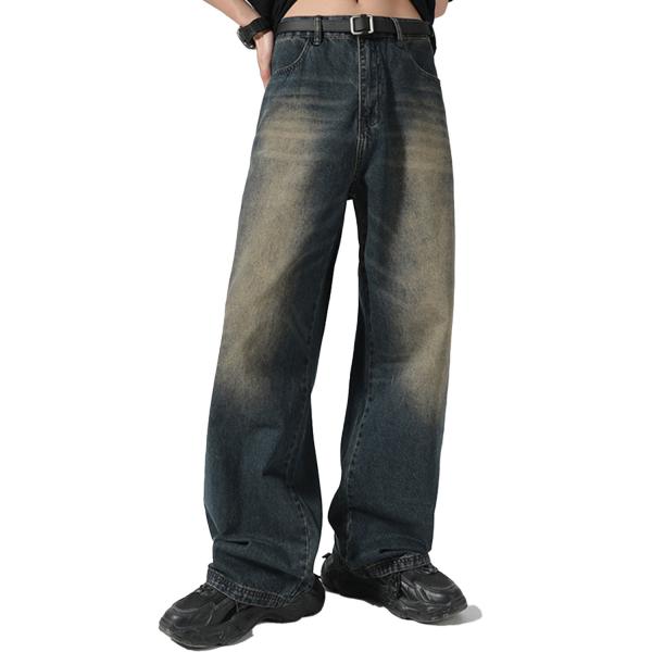 Support 7 Days Sample Order Lead Time 2023 Vintage Distressed Wide-Leg Mop Jeans for Men