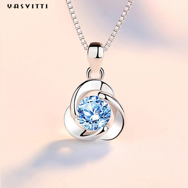 Ожерелья дам циркона шкентеля Кристл клевера ожерелье сплава голубого простого гальванизируя