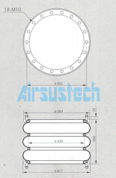 Stainless Flange Air Spring ContiTech FT 960-34 RS For Vibration Isolation LHF320350-3