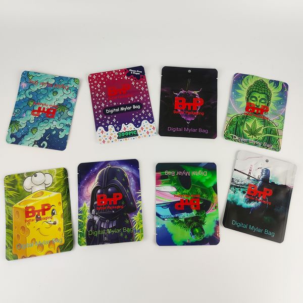 Custom Logo Multiple Designs Spot UV Printing Large Capacity Pure Aluminum Foil Mylar Pouch