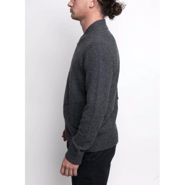 80 Lambswool 20 Nylon Knit Cardigan Sweater Texture Stitch For Men 5gg Gauge