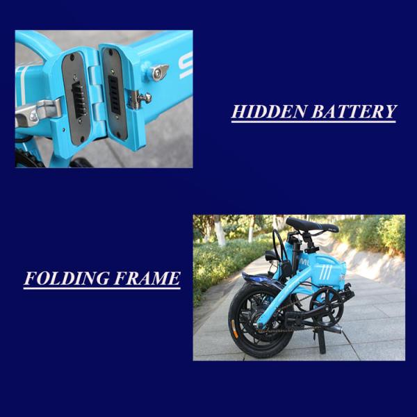 Comfortable 14 Inch Electric Bike With 250w Lithium Battery LED Headlights