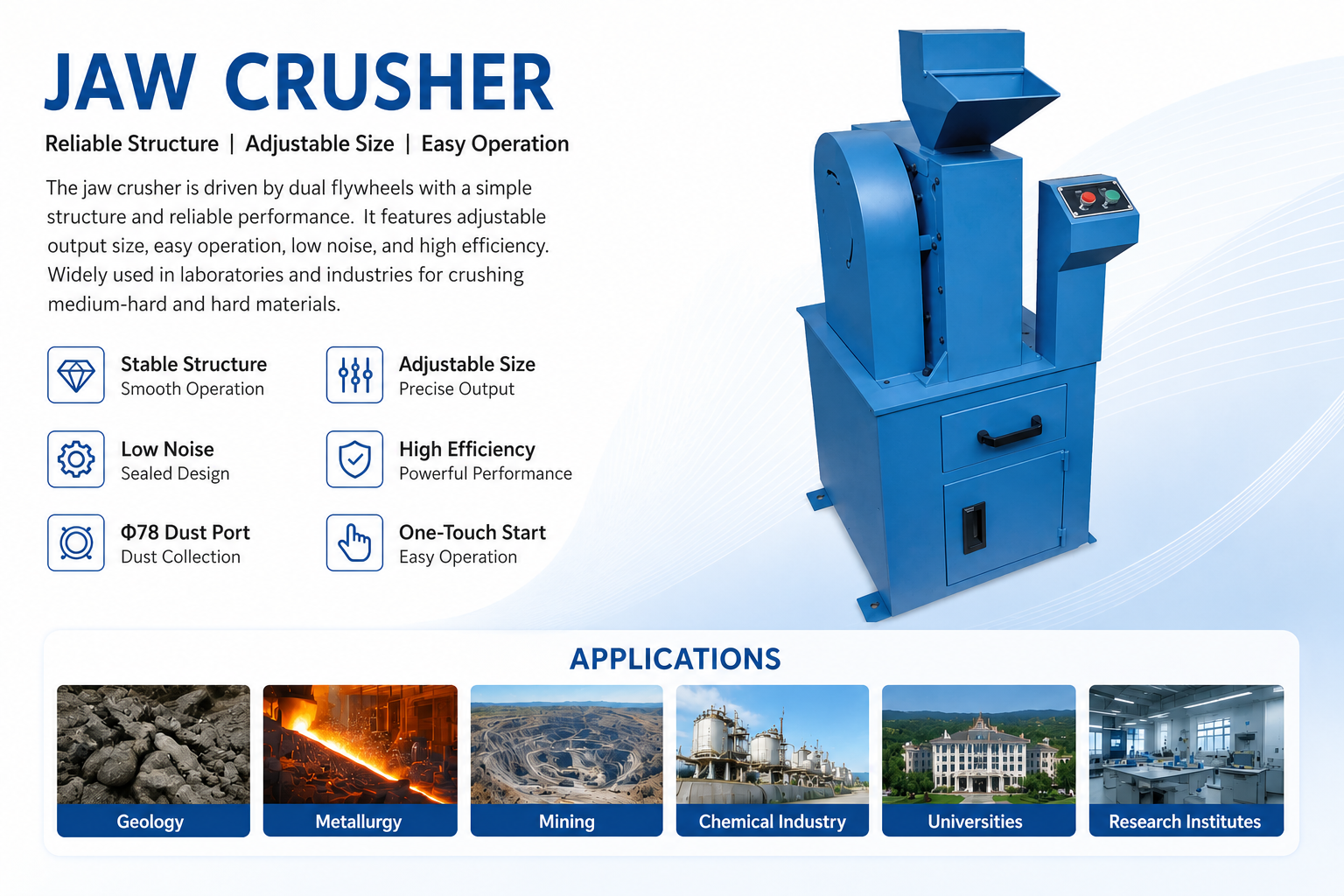 Laboratory Jaw Crusher Machine for Mining Ore Crushing