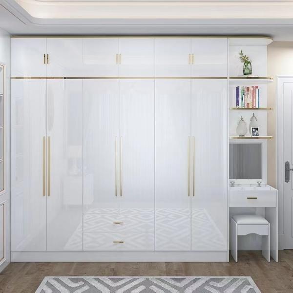 4 White Doors High Glossy Door Wardrobe Closet In Bedroom Storage Cabinets