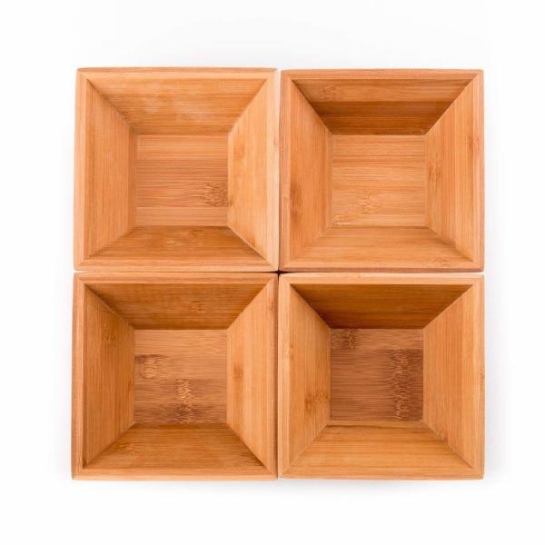 Home Bamboo Salad Set , Wooden Salad Bowl Set High Strength Food Safe