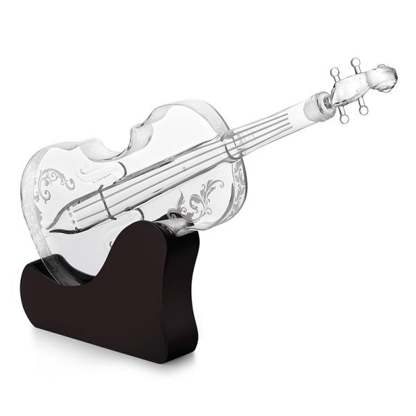 Графинчик вискиа творческой скрипки форменный винтажный, одностеночный стеклянный Карафе вина