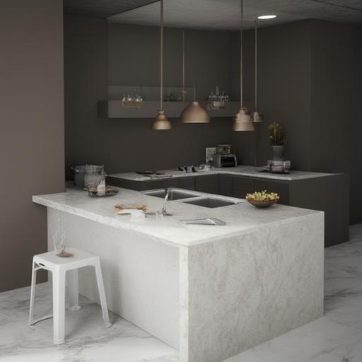Book Match Quartz Surface Passerby Series con un alto brillo