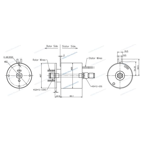 Интегрировать пневматический вращающийся союз с 100M Ethernet сигнал для CNC машины