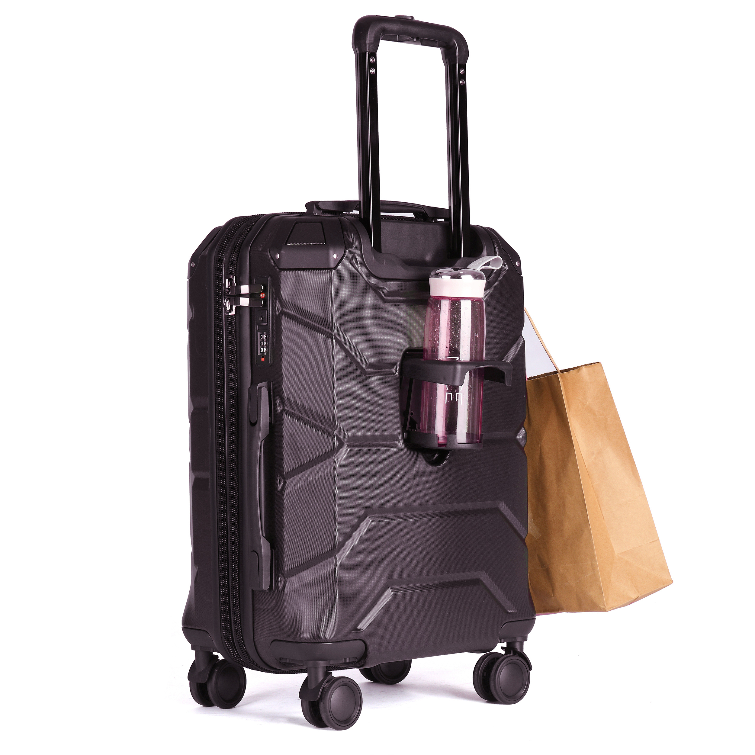Unisex 20/24/28 Inch Trolley Luggage Set Double Layer Spinner Caster Explosion-Proof Zipper Bottom Handle Outdoor Usage ABS PP