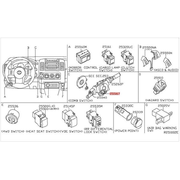 25567-EA000 Air Bag Clock Steering Wheel Spring For Nissan Frontier Pathfinder Xterra