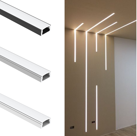 6063 T5 Aluminum Alloy LED Strip Channel with PC Diffused Cover for Surface Mounted Linear Lighting