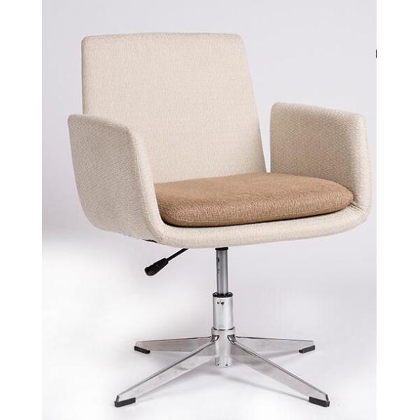 Safety Item Adjustable Executive Office Chair , Fabric White Swivel Chair