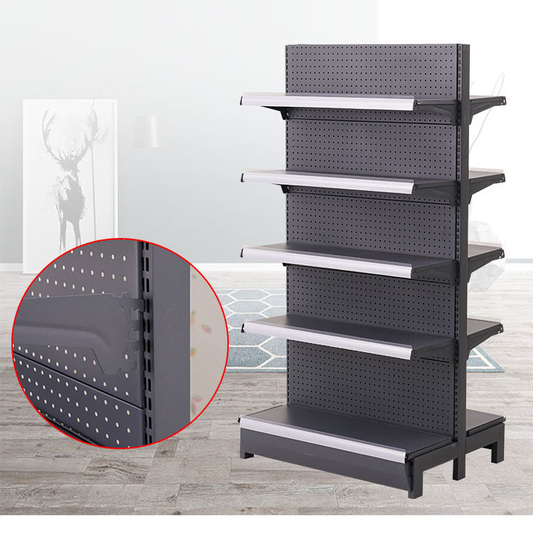Movable Supermarket Gondola Shelving Heavy Duty Style with Durable Powder Coated Finish