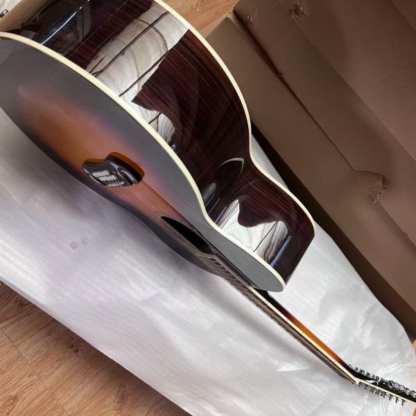 AAAAA 43 inch solid spruce top sj200 jumbo body maple back side acoustic guitar bone nut in cherry sunburst