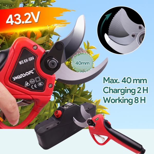 Swansoft Cordless LED 16.8V Electric Pruning Shears Scissors Cut The Branches of a Maximum Diameter of 40mm