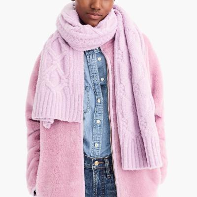 Multi Color Knitted Shawl Wrap / Cable Knit Scarf For Women Keeping Warm