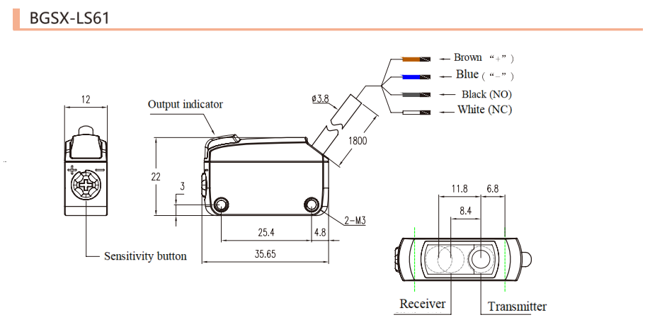 Background Suppression Photoelectric Sensor Switch For Position Measurement / Adjustment
