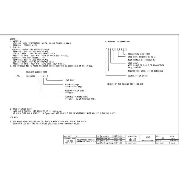 Терминал 10058831 соединителя края карты 10058831-110IF ICC FCI Amphenol