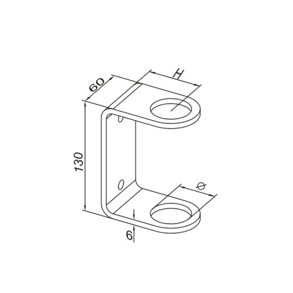 42.4mm Brushed Wall Bracket Working for Inox and Glass Balustrade