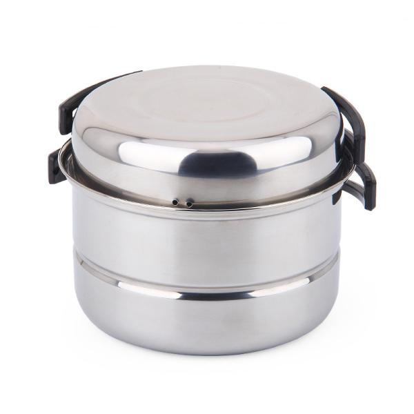 Convenient Silver Stainless Steel Camping Cookware Set for Outdoor Cooking and Picnic