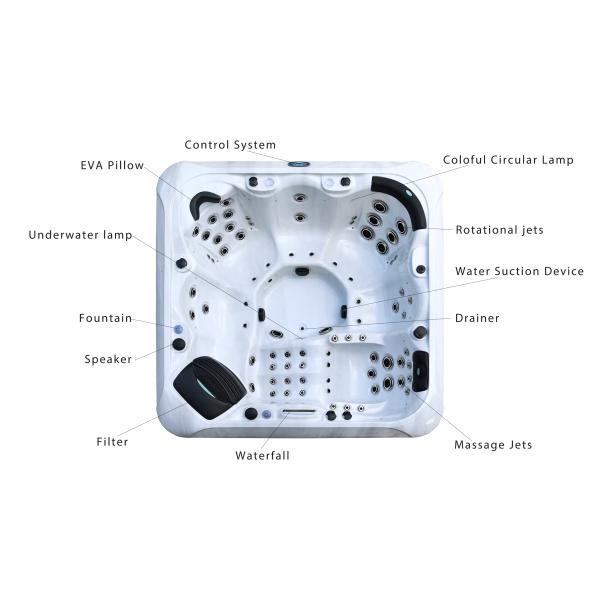 джакузи спа массажа водоворота ванны массажа 2.3m на открытом воздухе для человека 6