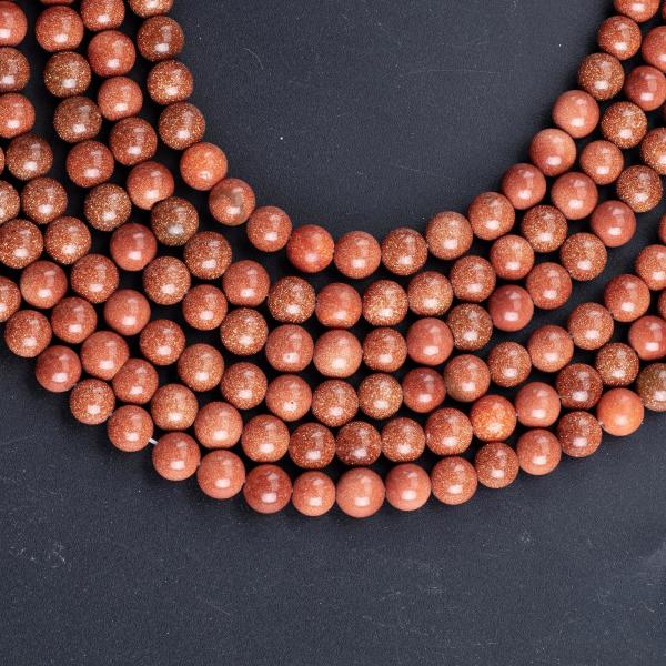 Gold Sandstone Round Bead Natural Crystal Gemstone Loose Bead Strands for DIY Jewelry Making