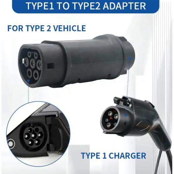 Ev Charging Connector Charging Adapter Type1 to Type 2 Electric Vehicle Power Adapter for Car