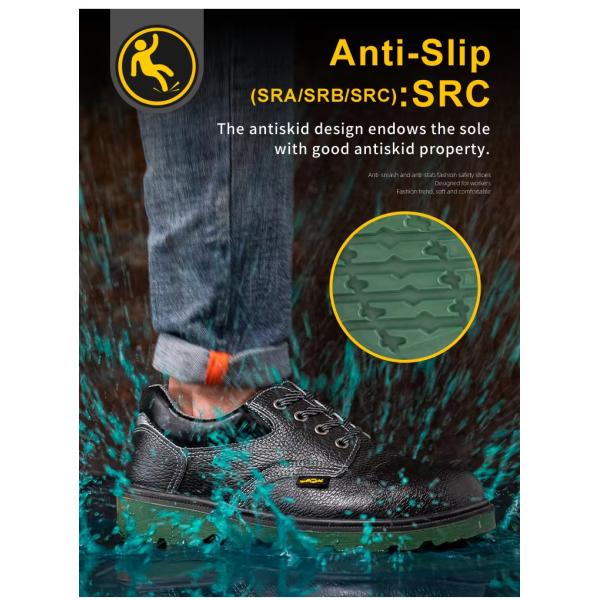 Metal Toe Industrial Safety Shoes PU Black Leather Work Shoes For Men