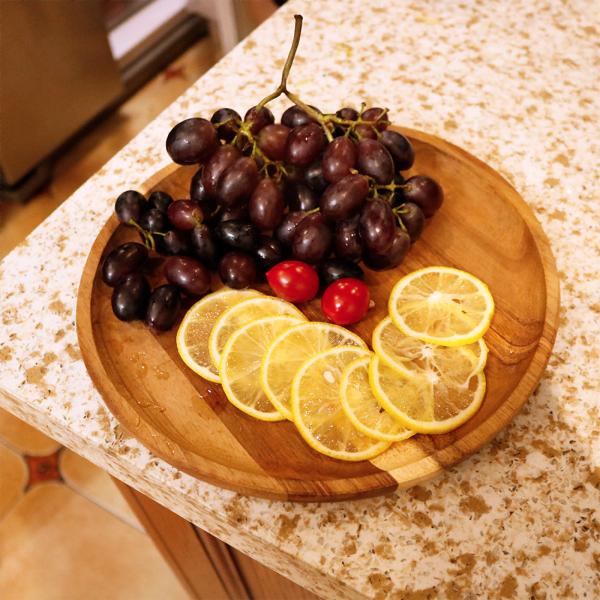 Домашнее анти- падение вокруг бамбукового подноса, поднос сервировки акации деревянные/плита