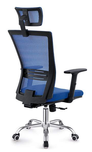 Elegant Gas Lift  Blue High Back Office Chair Fabric And Mesh Covered