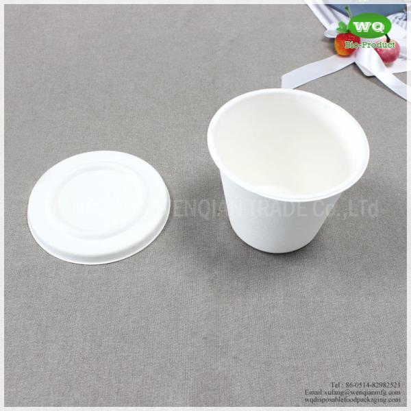 15oz(425ml) Biodegradable Bleached Sugarcane Bagasse  Cup With Lid -Easy Green Disposable Use Compostable Drinking Cup