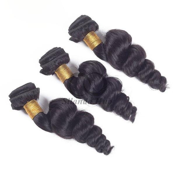 Natural Black Loose Wave Remy Human Hair Bundles Sew In Weave Bundles Brazilian Bundle Deals
