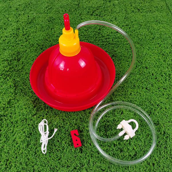 Red Plastic Poultry Drinker Easy Installation Anti Drip Water Supply Cylindrical Shape