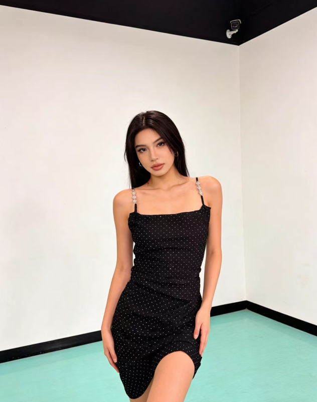 Women's 3-Color Sparkle Dot Backless Bodycon Mini Dress