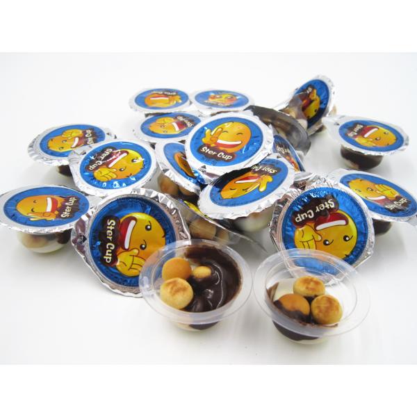 закуска шоколада чашки звезды 4g в шоколаде Sweety опарника PVC с хрустящим печеньем