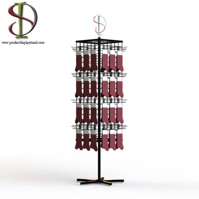 4 Sides Wire Grid Metal Floor Display Stands Modern Fashion Style