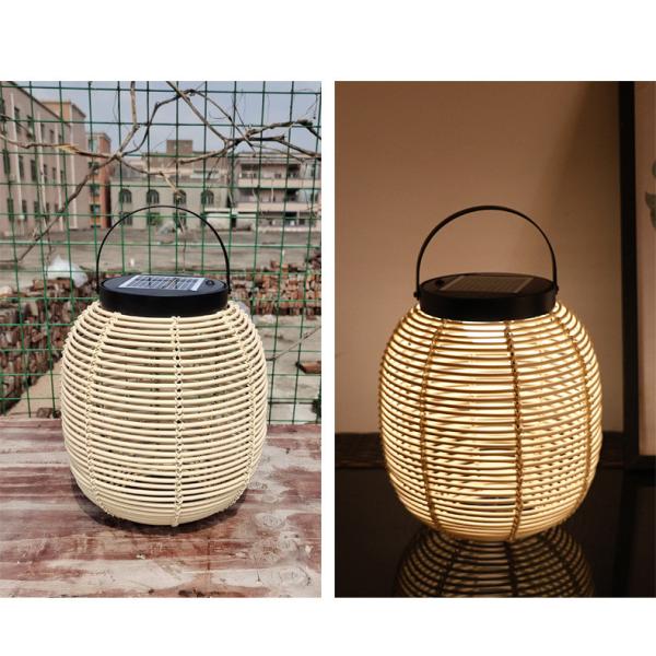 Outdoor Rattan Decorative Portable Waterproof Floor Lamp Solar Garden Light