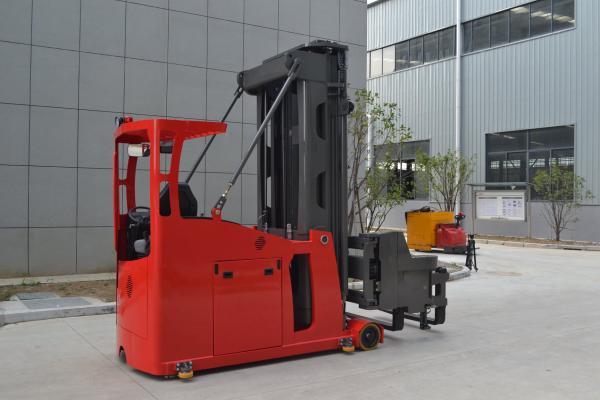 Seated type 1.5t electric 3-way pallet stacker with lithium battery optional for Narrow Aisle and Cold Storage Use