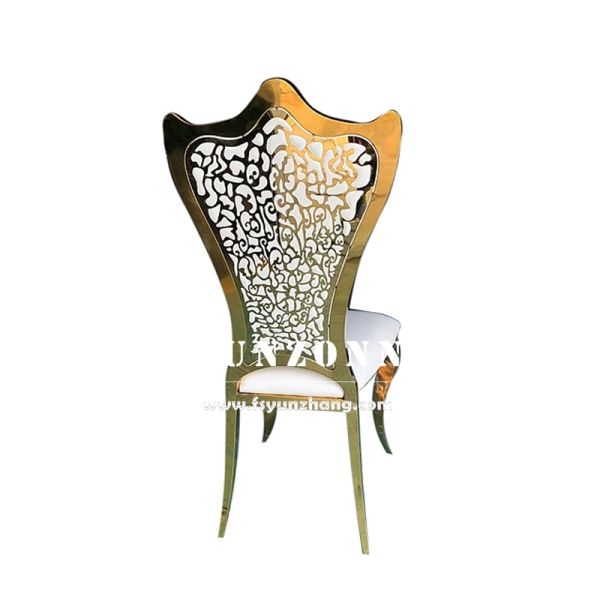 Wholesale Cheap Pricer White Pu Leather Gold Stainless Steel High Back Hotel Wedding Chair
