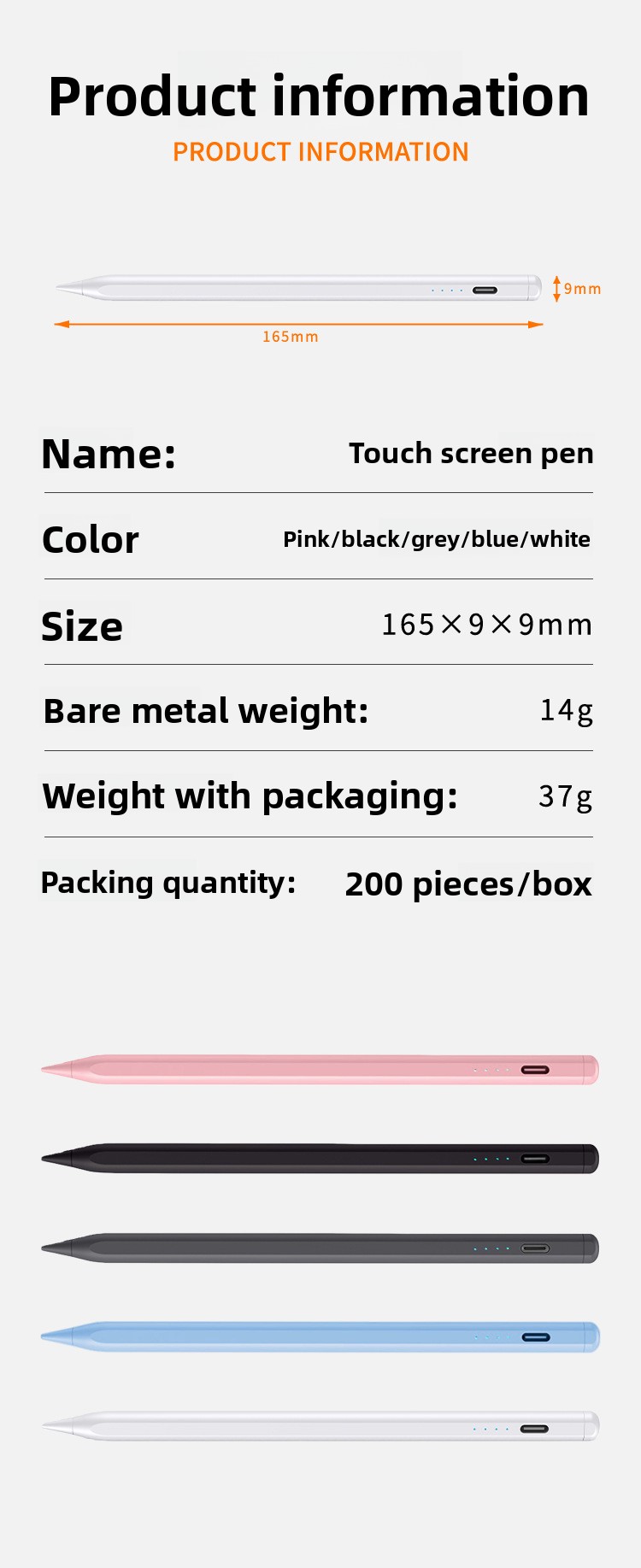 Plastic Pencil Capacitive Pen Tip Replaceable Universal Magnetic Touch Screen Writing Pen
