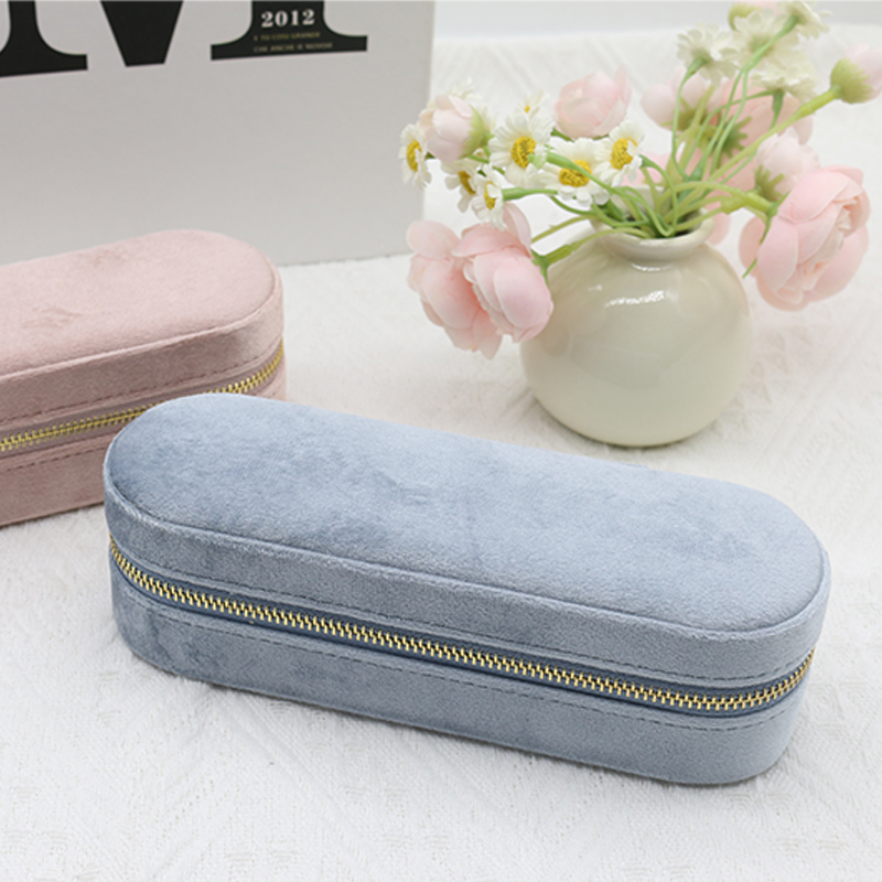 Portable Oval Velvet Ring Box Ring Storage Case Velvet Travel Jewelry Box Customization