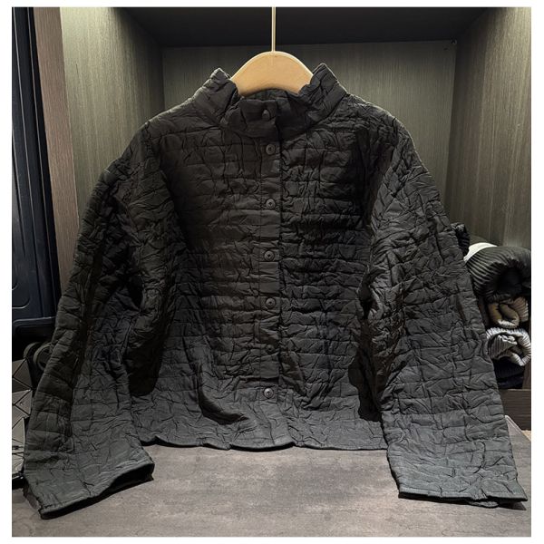 New Winter Single-Breasted Quilted Coat Versatile Slimming Warm Top Stand-Up Collar Long Designed Vintage Simple Solid Color