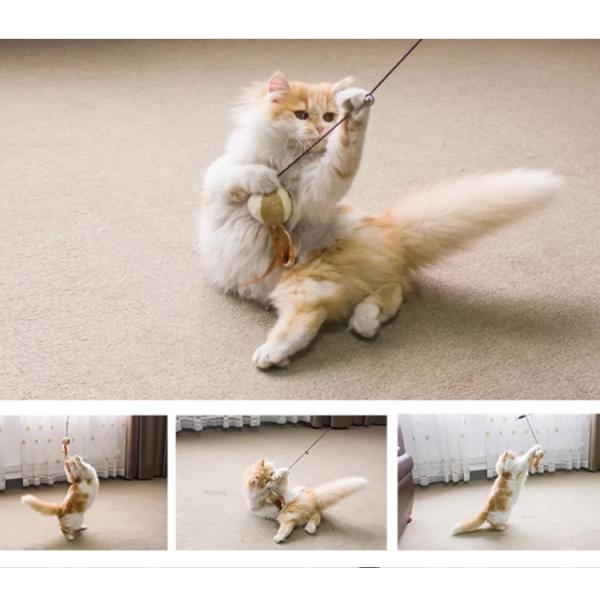 M Size Cat Teaser Wand Cute Wood Cat Feather Wand OEM ODM Cat Teaser Stick