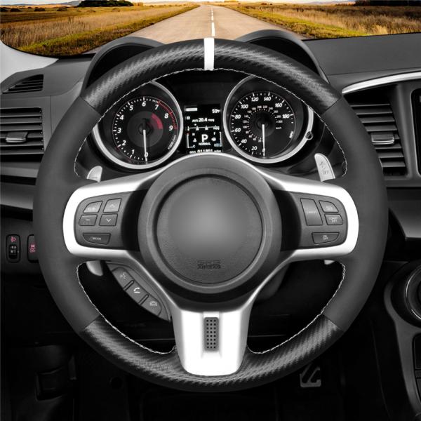 Sport Custom Hand Stitching Matte Carbon Fiber Suede Steering Wheel Cover for Mitsubishi Lancer Evolution EVO X 10 2008-2015