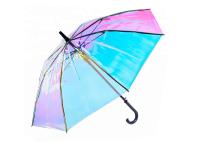 Guarda-chuva transparente da chuva do holograma iridescente colorido para o dia ventoso da chuva