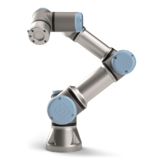 UR 3e  collaborative table-top robot  used to picking, assembling, and placing parts generally industrial robots arm