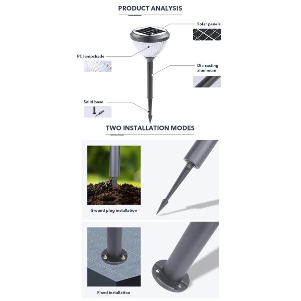 Света водостойкое 3000k 6000k лужайки прочного сада солнечные на открытом воздухе