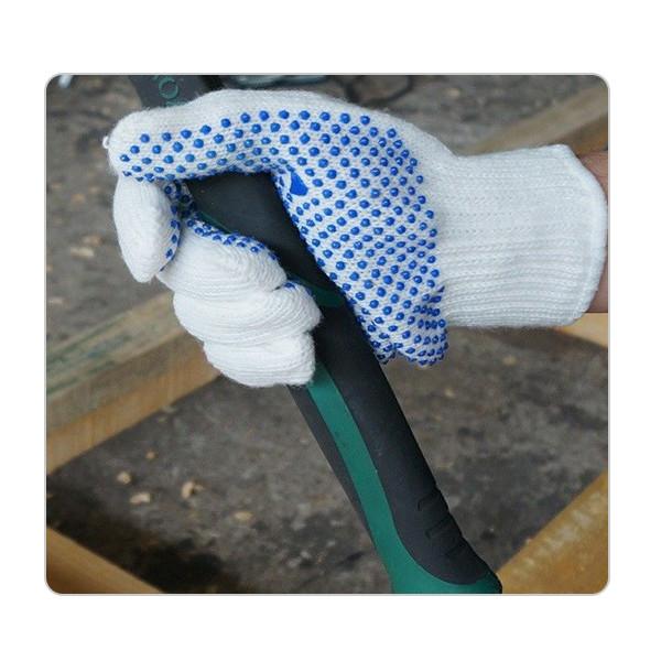 Luvas brancas do algodão do calibre do funcionamento 7 da madeira com PVC azul Dots On Palm